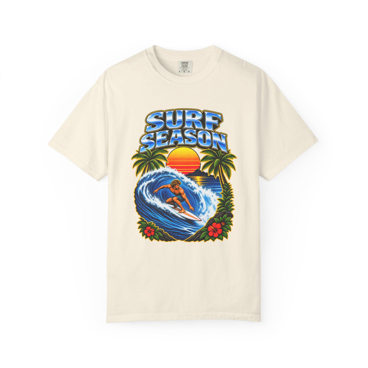 Surf Season Tee | Retro 80s Airbrush Surfer Shirt | Vintage Bootleg Style Wave T-Shirt | Comfort Colors