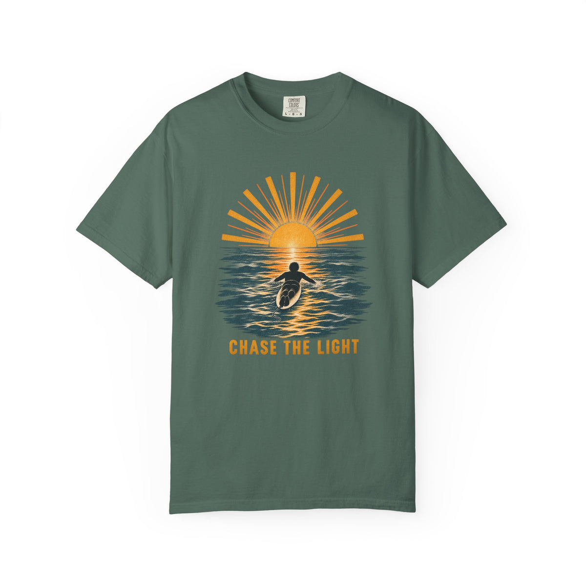 Chase The Light Tee | Sunset Paddle Out Surfer Shirt | Inspirational Surf T-Shirt | Comfort Colors Gift
