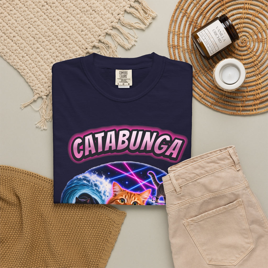Catabunga Surf Cat Shirt | Funny Cat Bootleg Tee | Comfort Colors T-Shirt