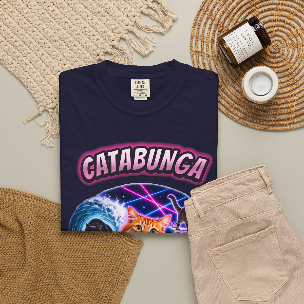 Catabunga Surf Cat Shirt | Funny Cat Bootleg Tee | Comfort Colors T-Shirt