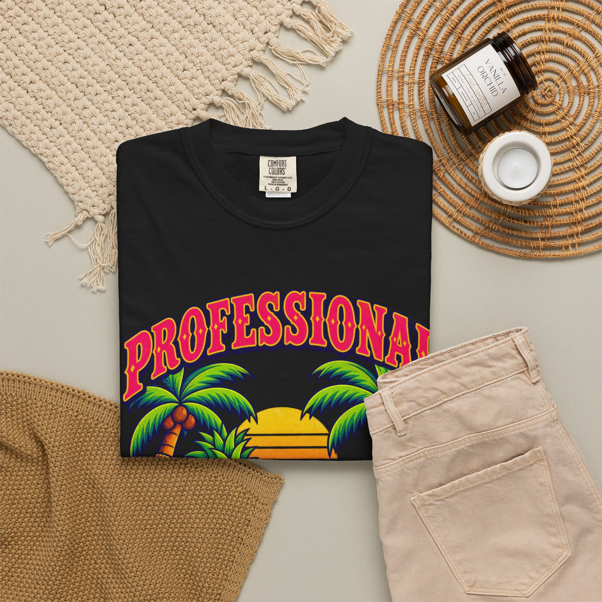 Professional Beach Bum Tee | Funny Pineapple Hammock Shirt | Retro Vacation T-Shirt | Comfort Colors