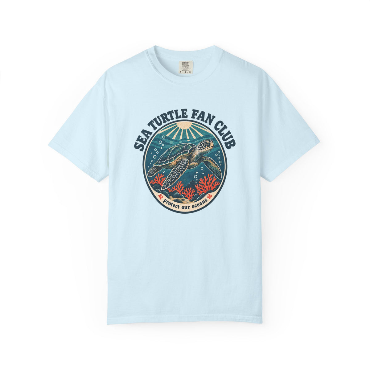 Sea Turtle Fan Club Tee | Vintage Turtle Coral Shirt | Protect Our Oceans T-Shirt | Comfort Colors Gift