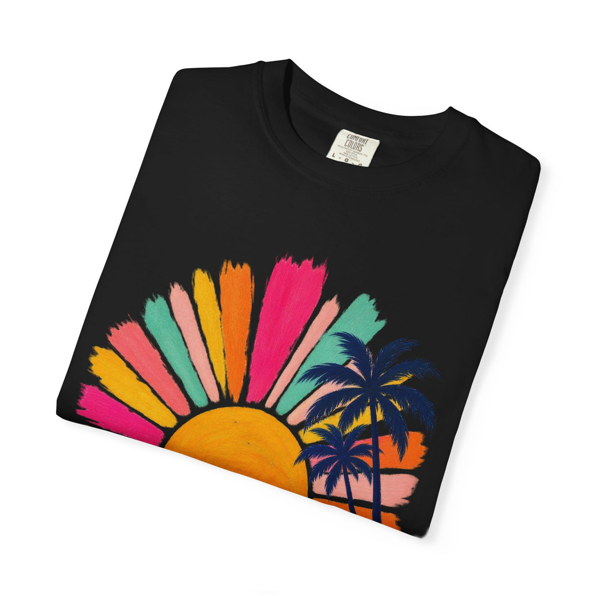 Pastel Sunrise Palm Shirt | Retro Sun Rays Beach Tee | Comfort Colors T-Shirt