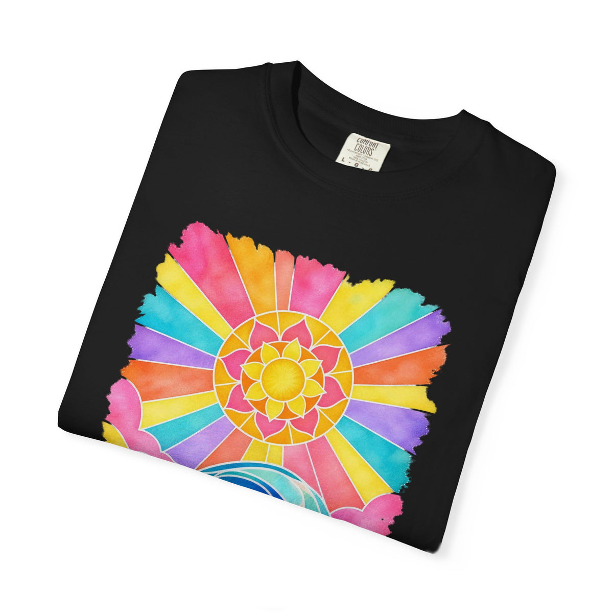 Stained Glass Wave Shirt | Pastel Sunburst Ocean Tee | Comfort Colors T-Shirt