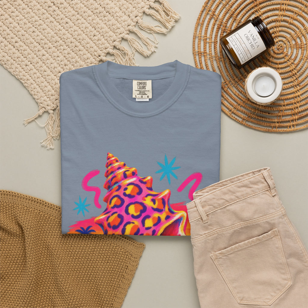 Leopard Conch Shell Shirt | Neon Sunset Beach Tee | Comfort Colors T-Shirt