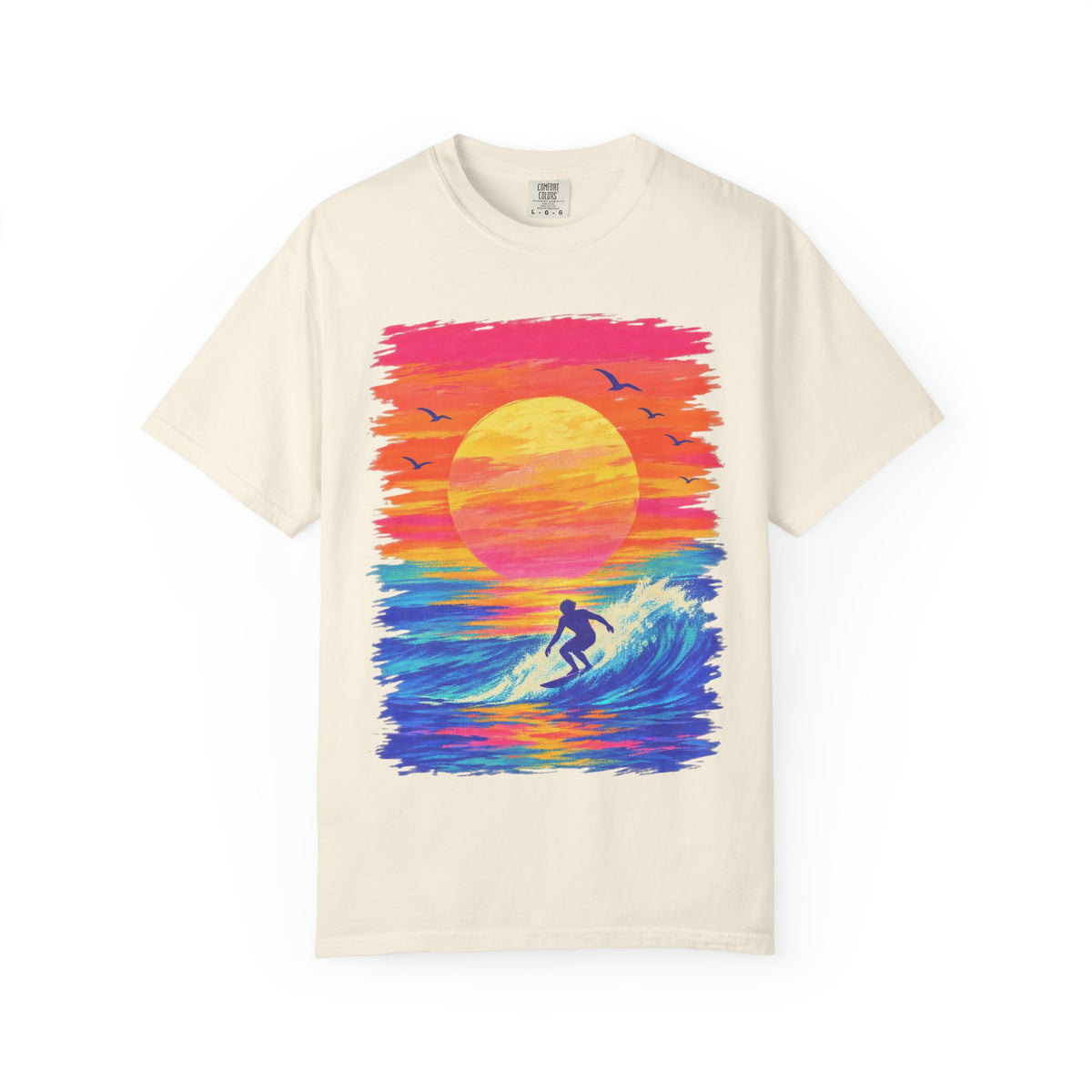 Grunge Sunset Surfer Shirt | Retro Stripe Surf Tee | Comfort Colors T-Shirt