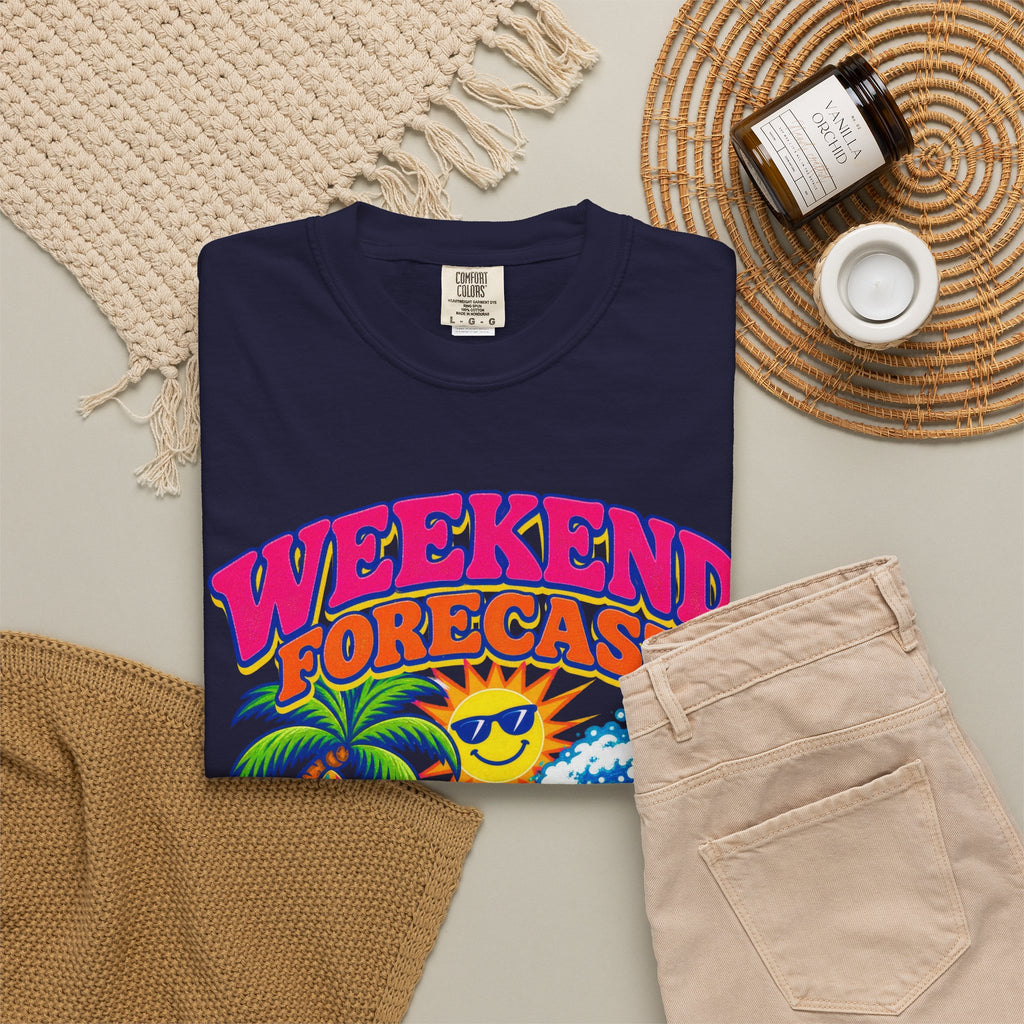 Weekend Forecast Surf Tee | Funny Weather Shirt | Beach Weekend T-Shirt | Comfort Colors