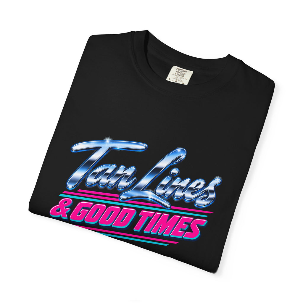 Tan Lines and Good Times Tee | Retro 80s Chrome Summer Shirt | Beach Vacation T-Shirt | Comfort Colors