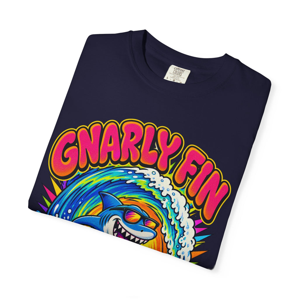 Gnarly Fin Surf Club Tee | Retro Shark Surf Shirt | Funny Shark T-Shirt | Comfort Colors