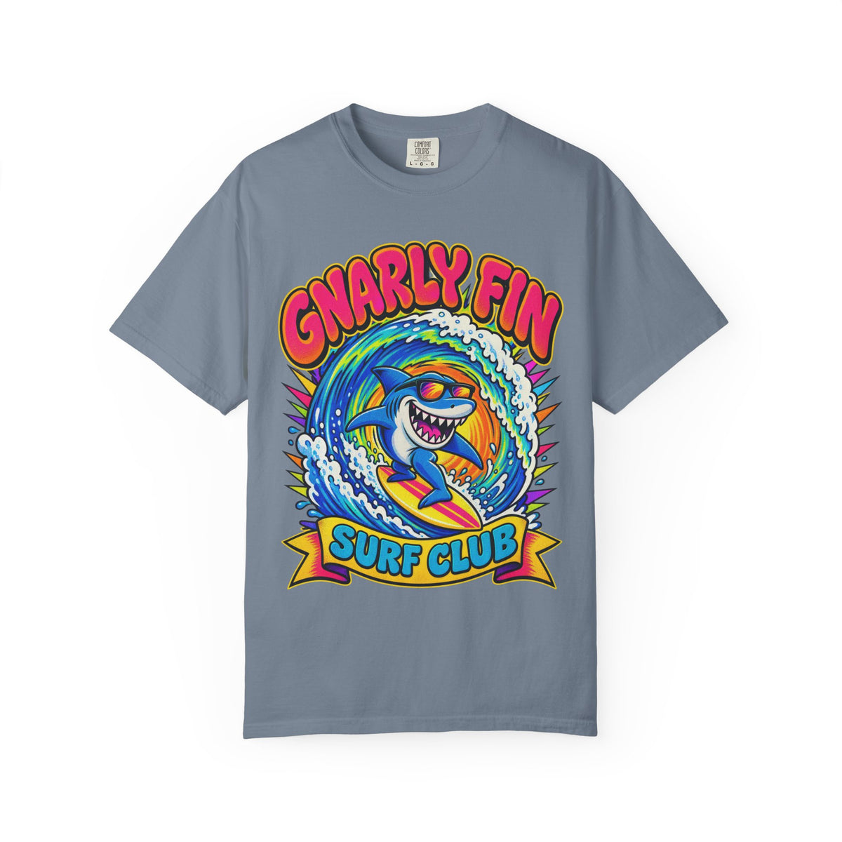 Gnarly Fin Surf Club Tee | Retro Shark Surf Shirt | Funny Shark T-Shirt | Comfort Colors