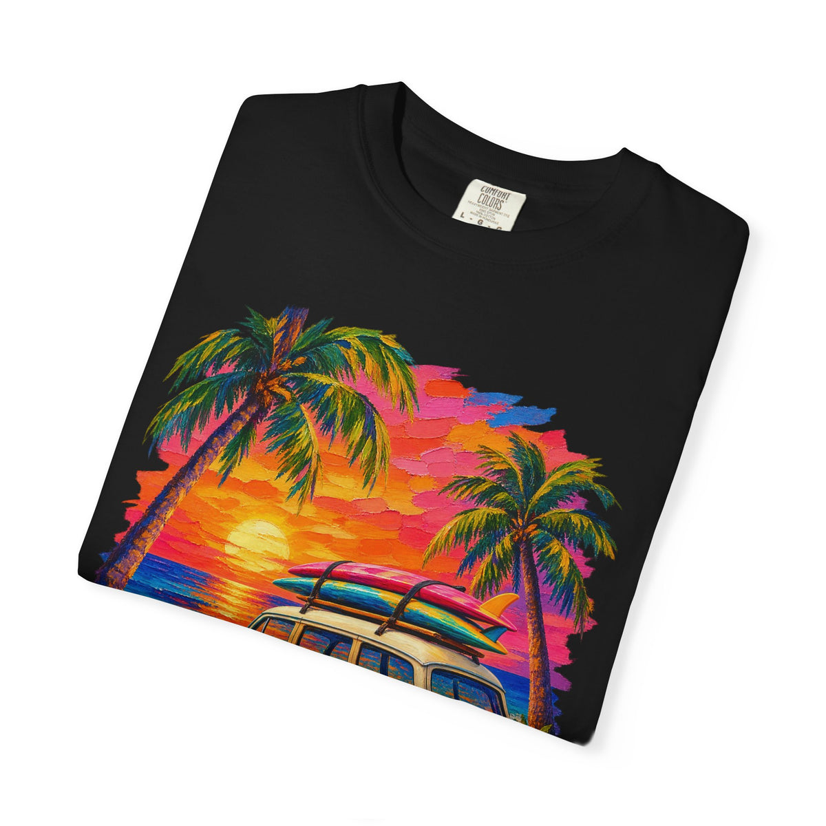 Surf Van Sunset Shirt | Retro Camper Van Beach Tee | Comfort Colors T-Shirt