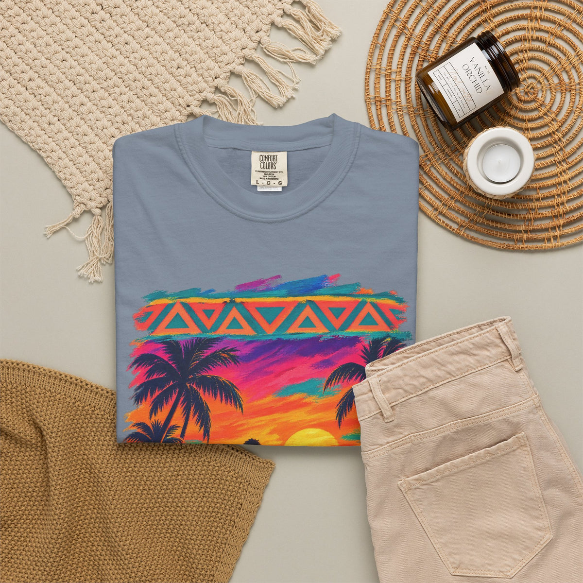 Surfer Walking To The Lineup Shirt | Tribal Sunset Surf Tee | Comfort Colors T-Shirt