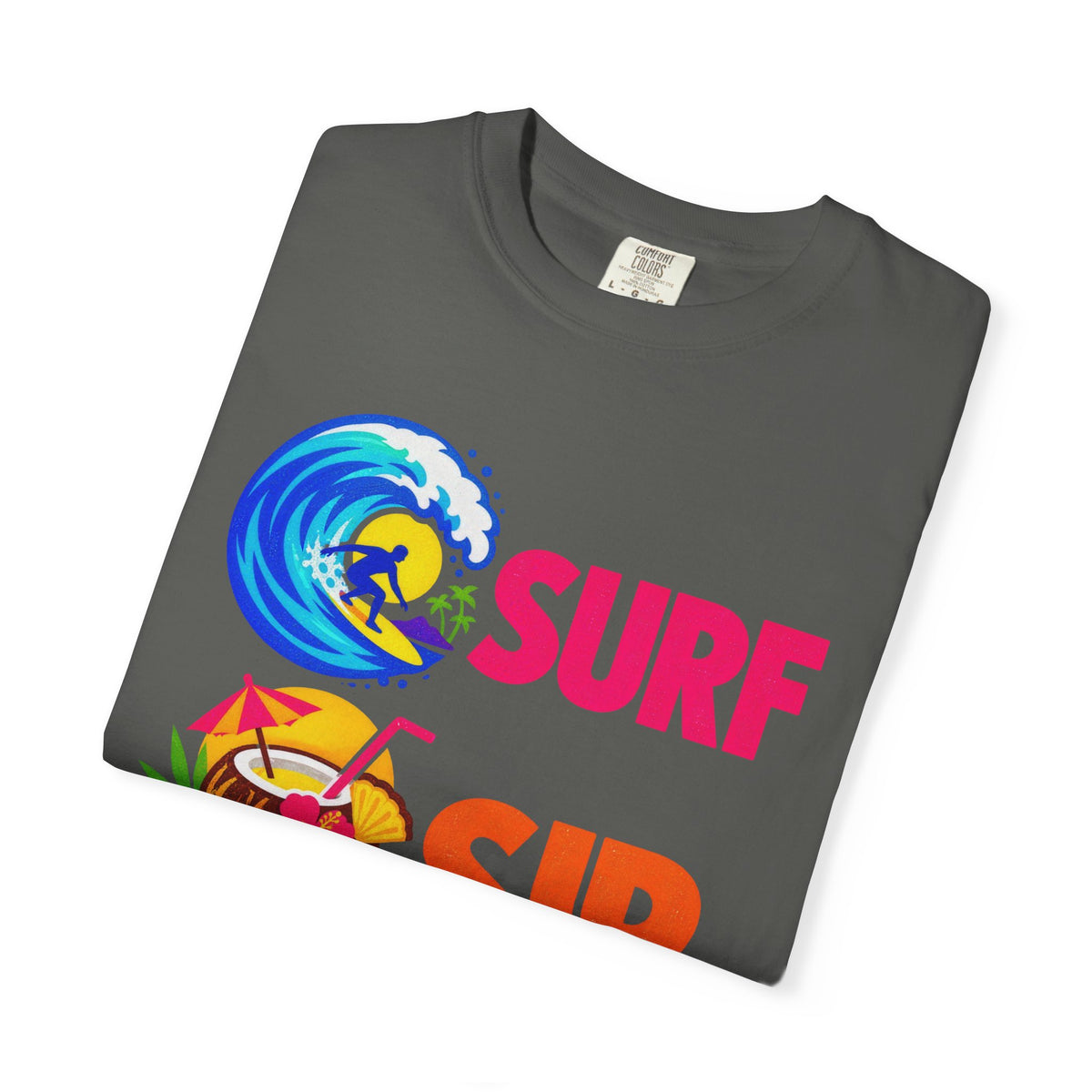 Surf Sip Repeat Tee | Surf & Cocktail Shirt | Funny Beach T-Shirt | Comfort Colors
