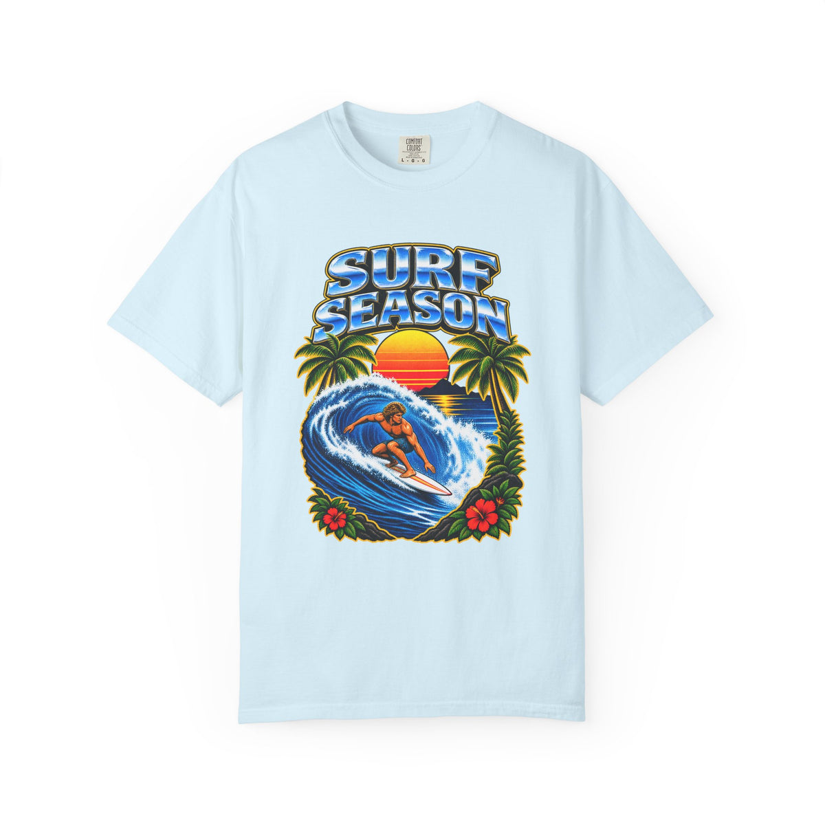 Surf Season Tee | Retro 80s Airbrush Surfer Shirt | Vintage Bootleg Style Wave T-Shirt | Comfort Colors