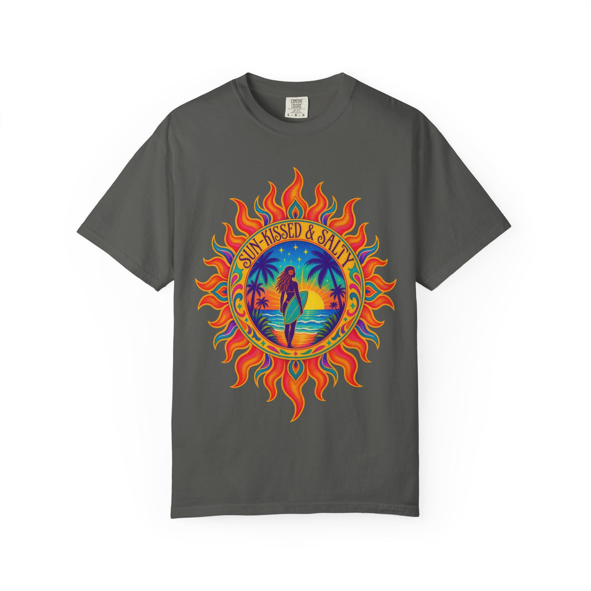Sun-Kissed & Salty Tee | Sun Mandala Surf Girl Shirt | Boho Beach T-Shirt | Comfort Colors