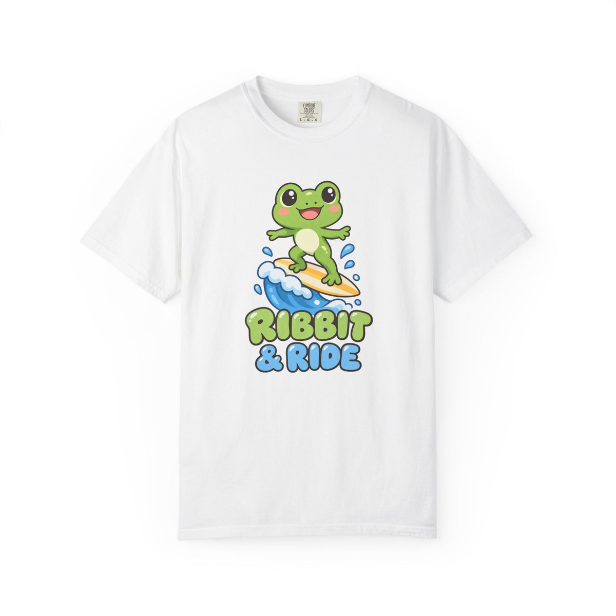 Ribbit and Ride Tee | Cute Surfing Frog Shirt | Funny Frog Surf T-Shirt | Comfort Colors Butter