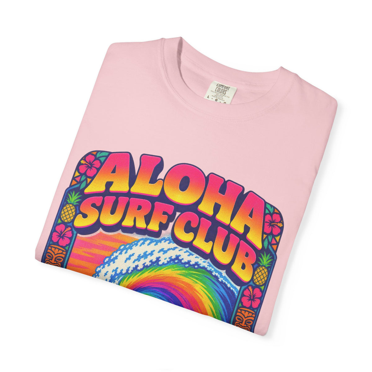 Aloha Surf Club Tee | Hawaiian Retro Surf Shirt | Tropical Hibiscus T-Shirt | Comfort Colors