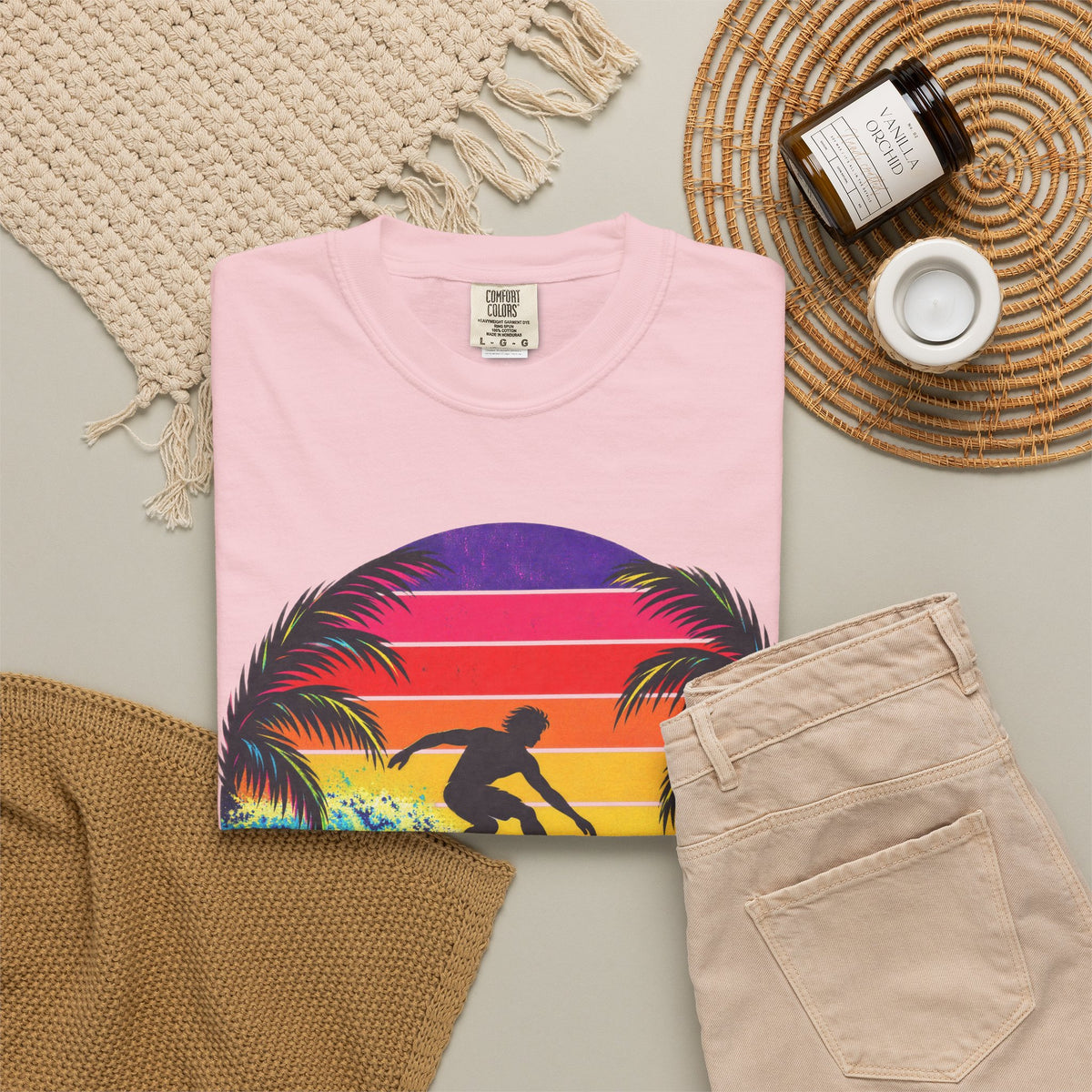 Sunset Chaser Tee | Retro Sunset Shirt | Tropical Surf T-Shirt | Comfort Colors