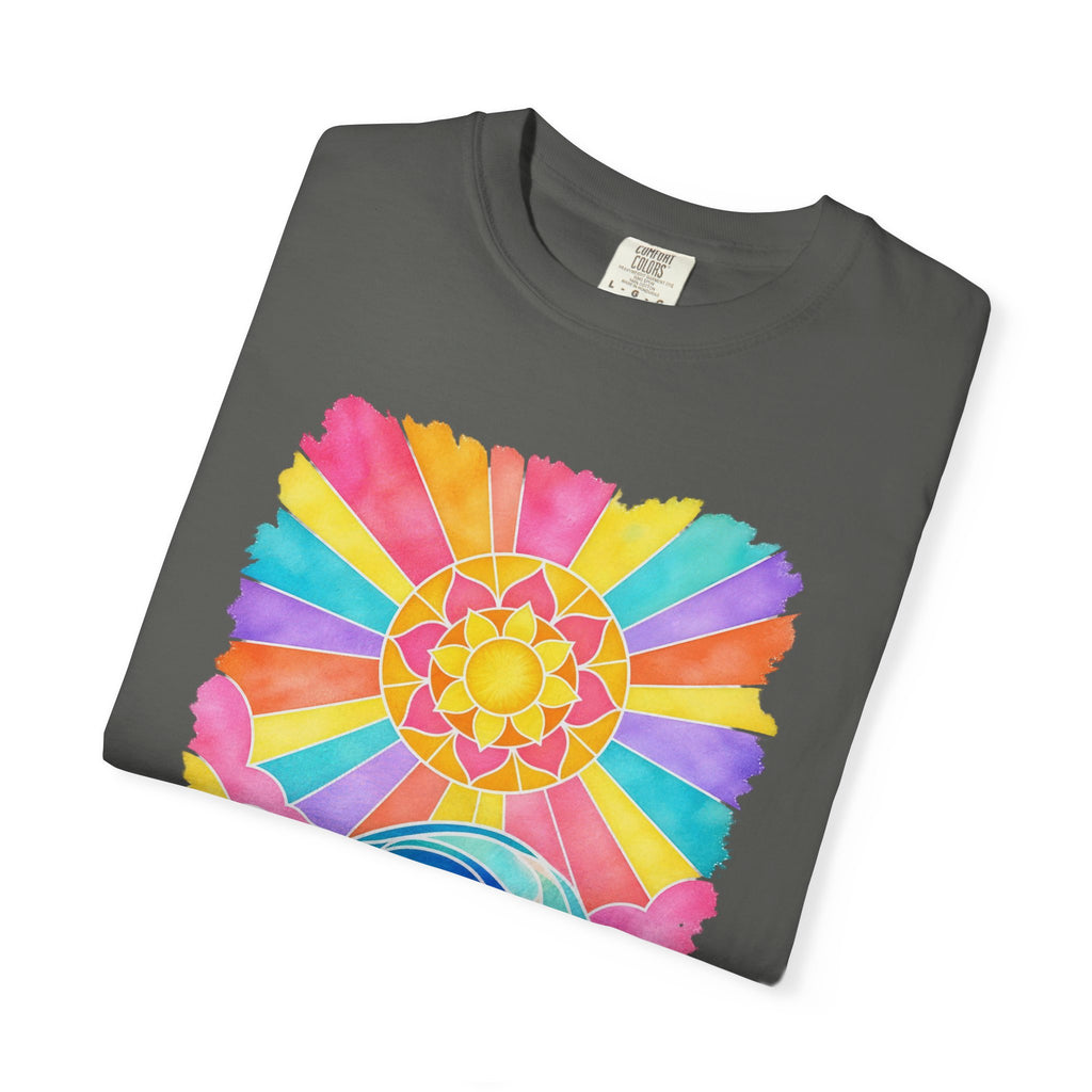 Stained Glass Wave Shirt | Pastel Sunburst Ocean Tee | Comfort Colors T-Shirt