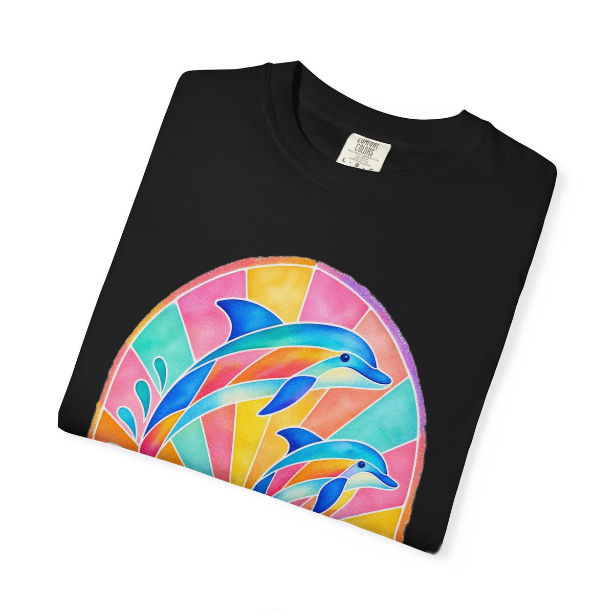 Pastel Dolphin Shirt | Stained Glass Dolphin Sunburst Tee | Comfort Colors T-Shirt