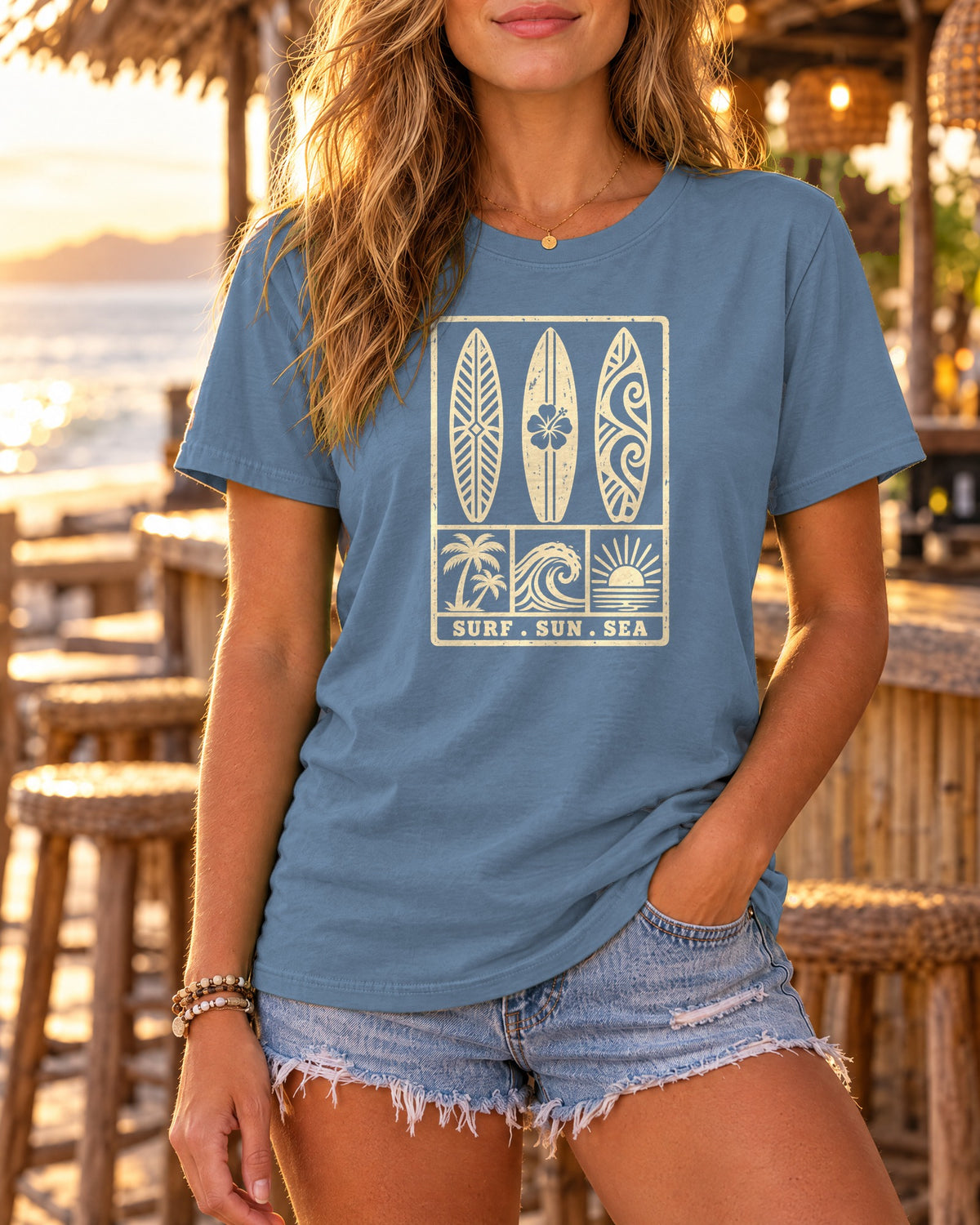 Surf Sun Sea Shirt | Vintage Surfboard Panels Tee | Comfort Colors T-Shirt