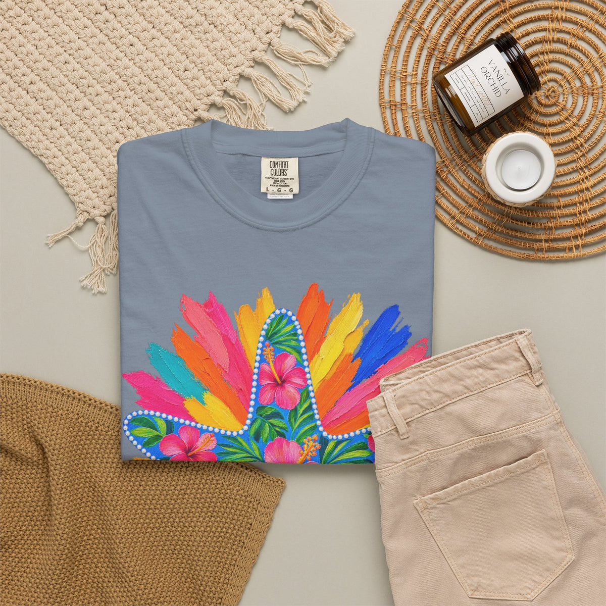 Floral Starfish Shirt | Hibiscus Sunburst Beach Tee | Comfort Colors T-Shirt