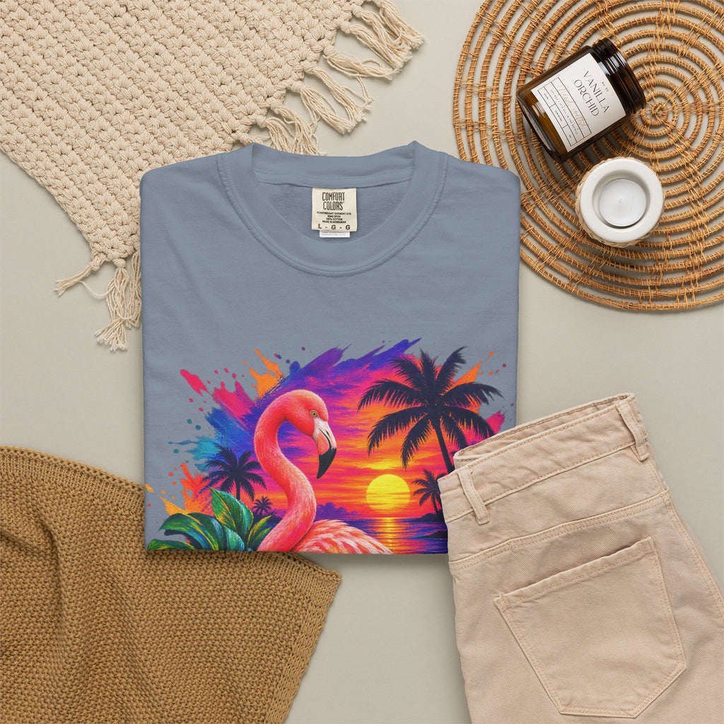 Flamingo Sunset Shirt | Tropical Flamingo Paradise Tee | Comfort Colors T-Shirt