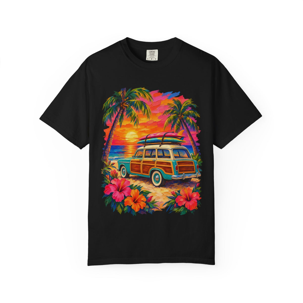 Surf Van Sunset Shirt | Retro Camper Van Beach Tee | Comfort Colors T-Shirt