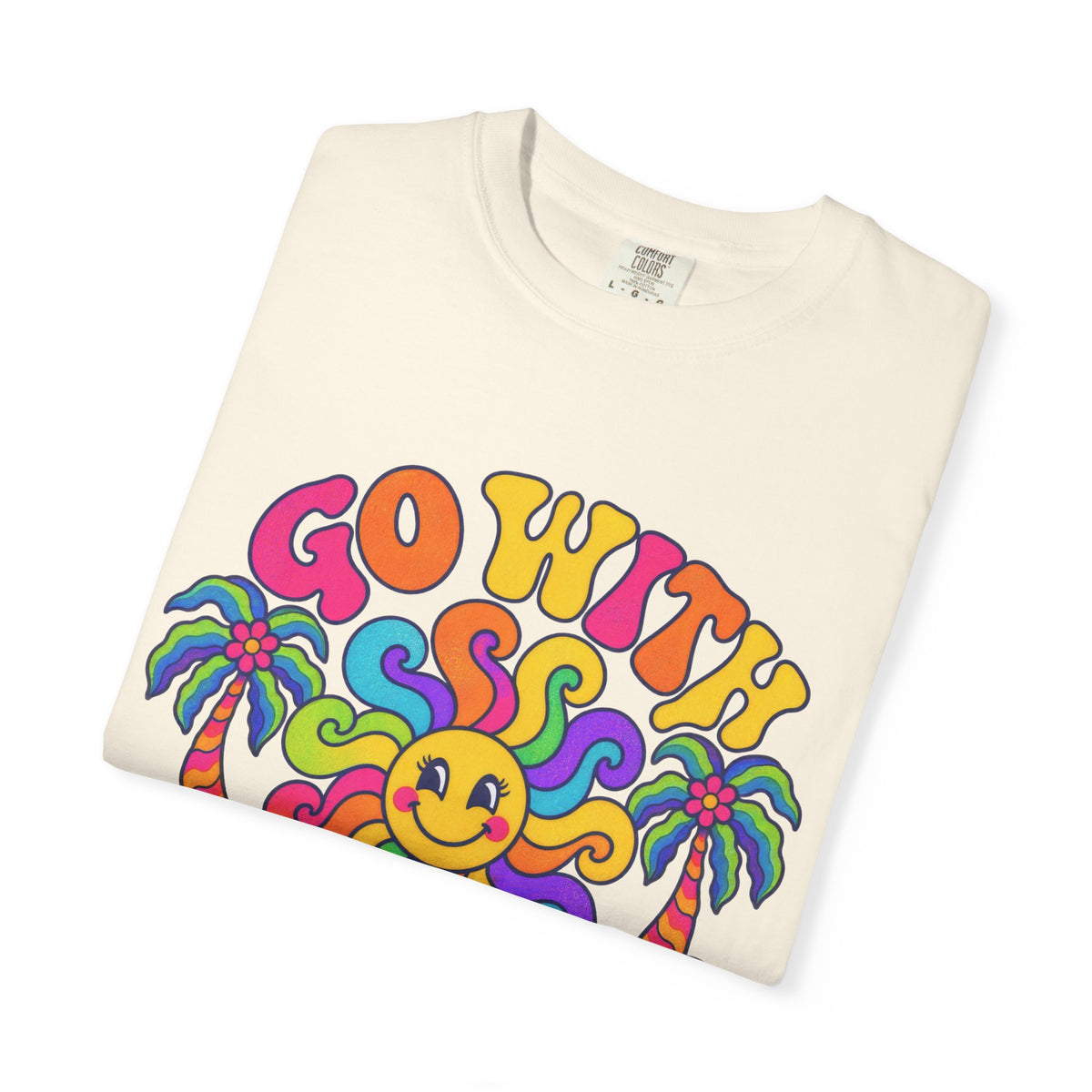 Go With The Flow Tee | Retro Wave Shirt | Positive Vibes T-Shirt | Comfort Colors