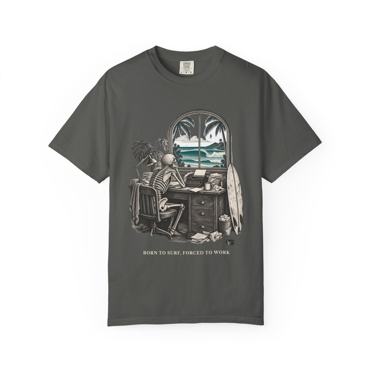 Born To Surf Forced To Work Shirt | Funny Surfer Office Tee | Comfort Colors T-Shirt