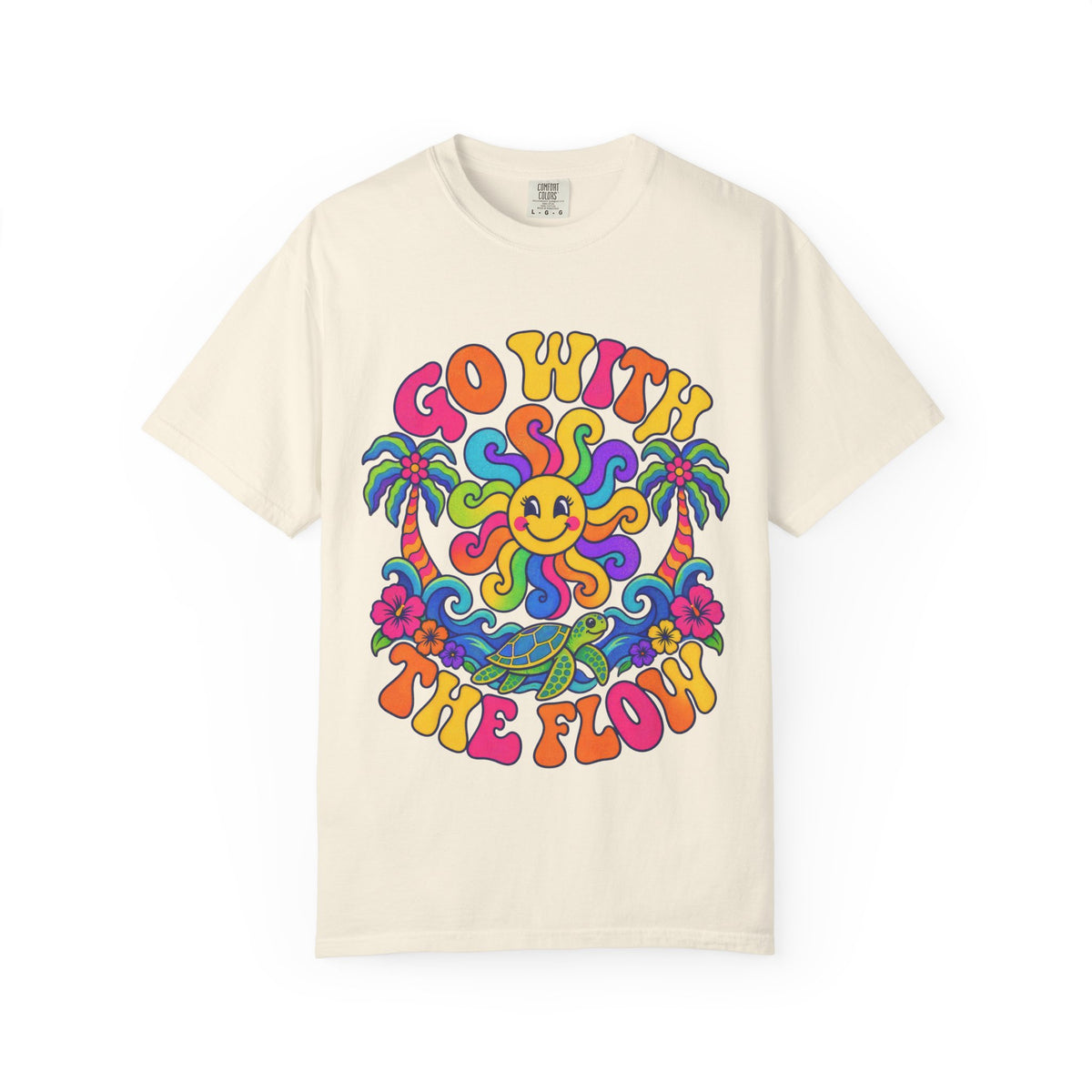 Go With The Flow Tee | Retro Wave Shirt | Positive Vibes T-Shirt | Comfort Colors