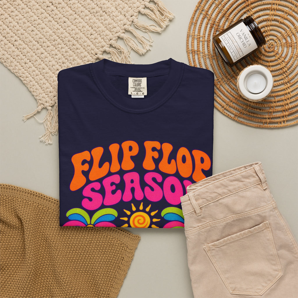 Flip Flop Season Tee | Summer Beach Shirt | Colorful Sandals T-Shirt | Comfort Colors