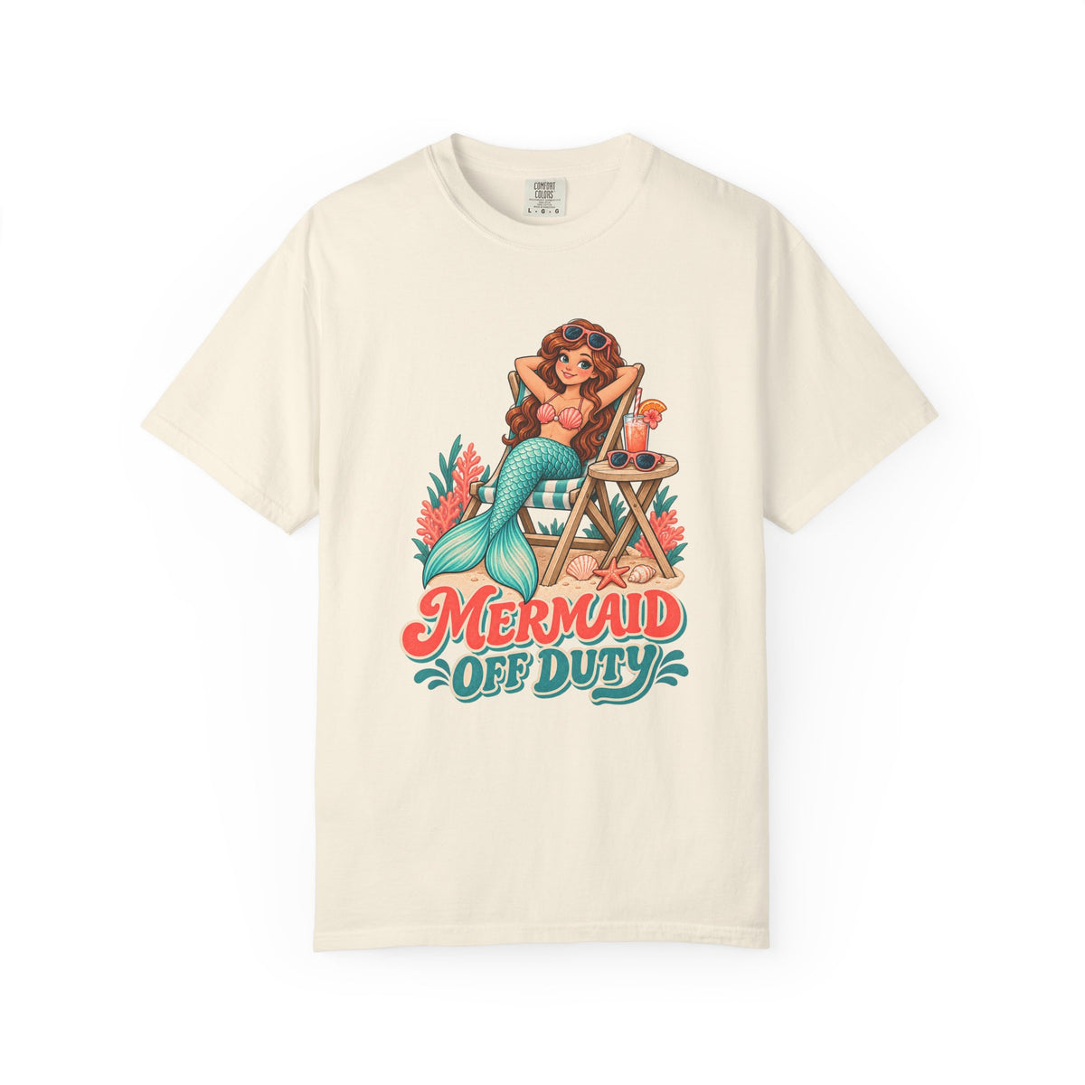 Mermaid Off Duty Tee | Cute Mermaid Beach Chair Shirt | Funny Vacation T-Shirt | Comfort Colors Watermelon