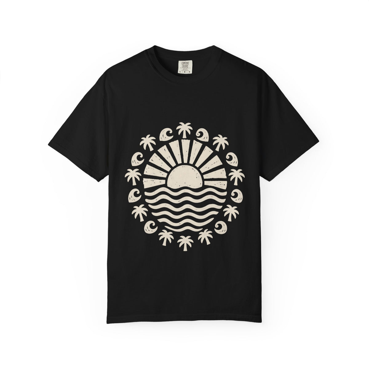 Linocut Sun Wave Shirt | Minimal Palm Medallion Tee | Comfort Colors T-Shirt