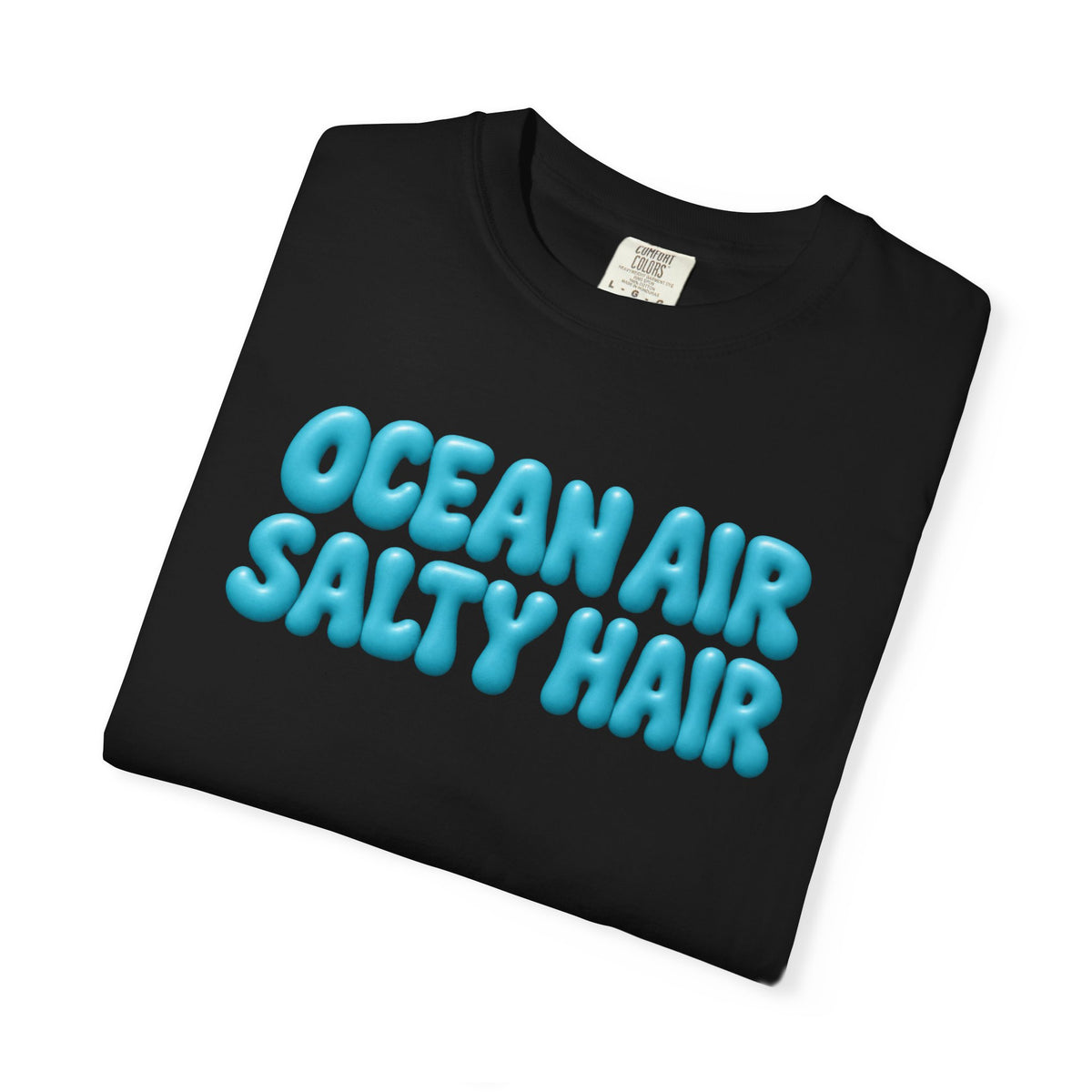 Ocean Air Salty Hair Tee | Puffy Retro Beach T-Shirt | Summer Beach Girl Shirt | Comfort Colors White