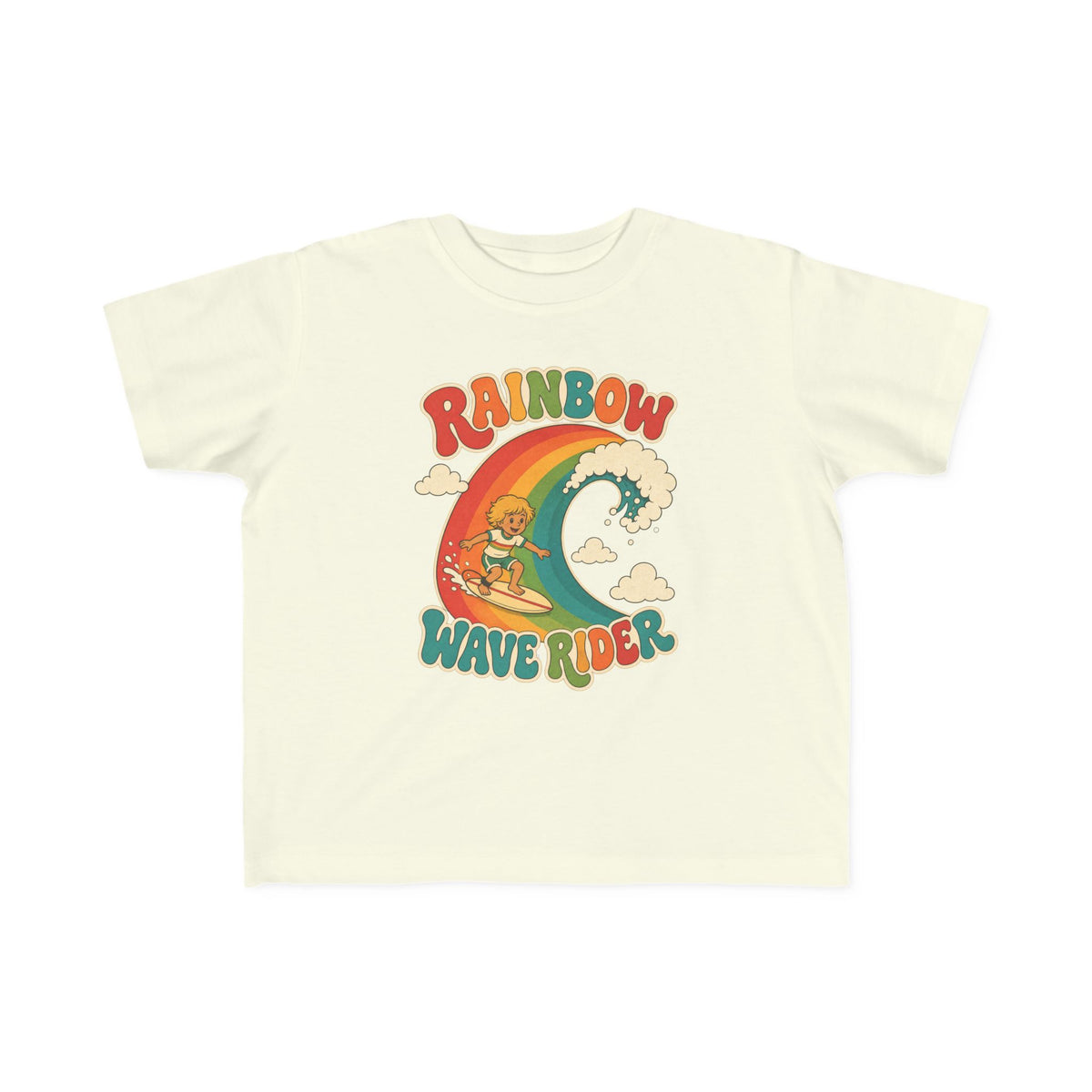 Rainbow Wave Rider Kids Tee | Rainbow Wave Kids Shirt | Toddler Beach T-Shirt | Surf Kid Gift