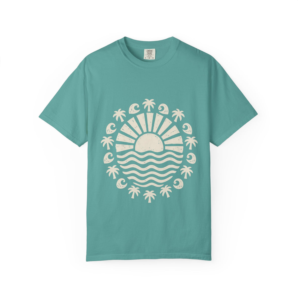 Linocut Sun Wave Shirt | Minimal Palm Medallion Tee | Comfort Colors T-Shirt