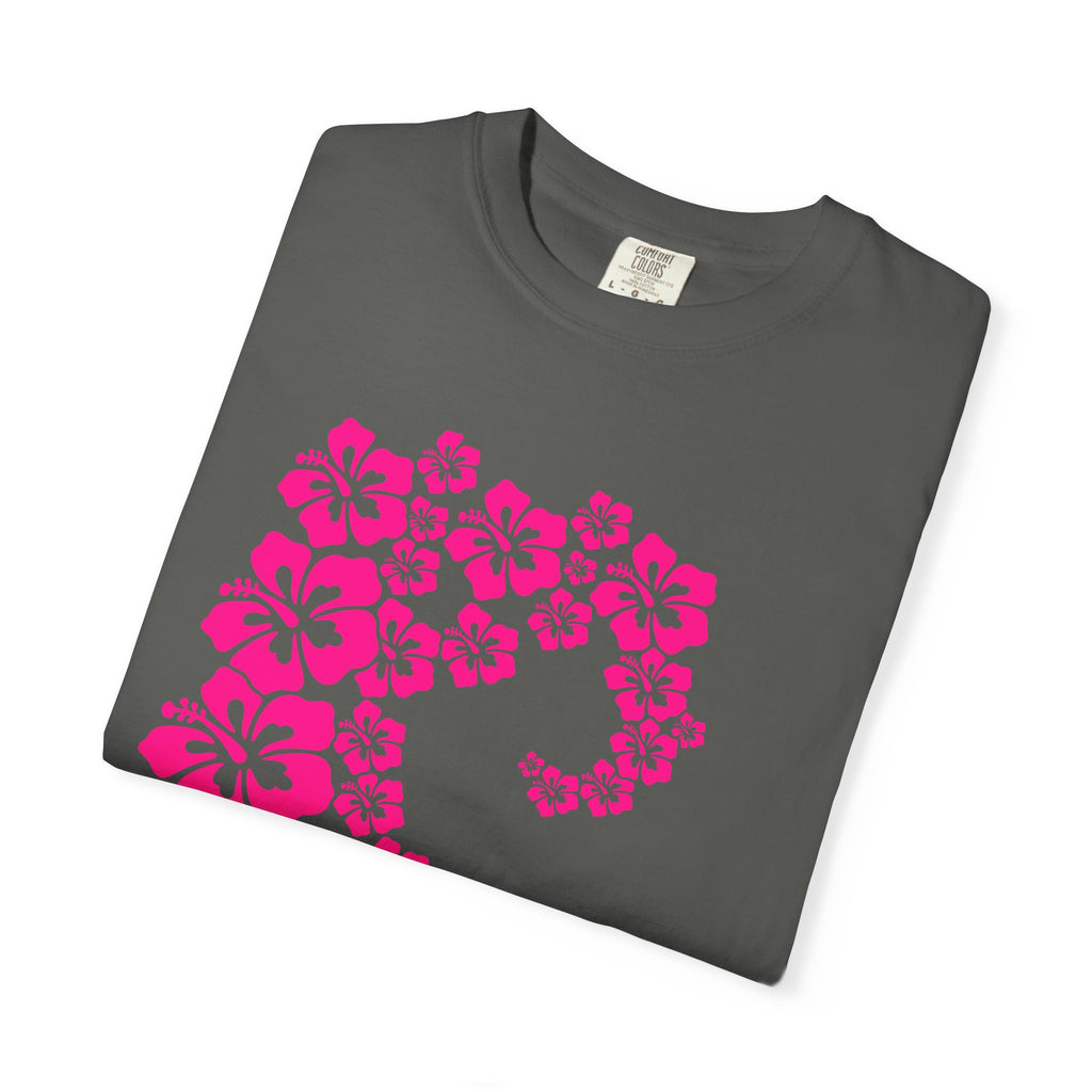 Hibiscus Wave Tee | Pink Flower Wave Shirt | Tropical Hawaiian Hibiscus T-Shirt | Comfort Colors