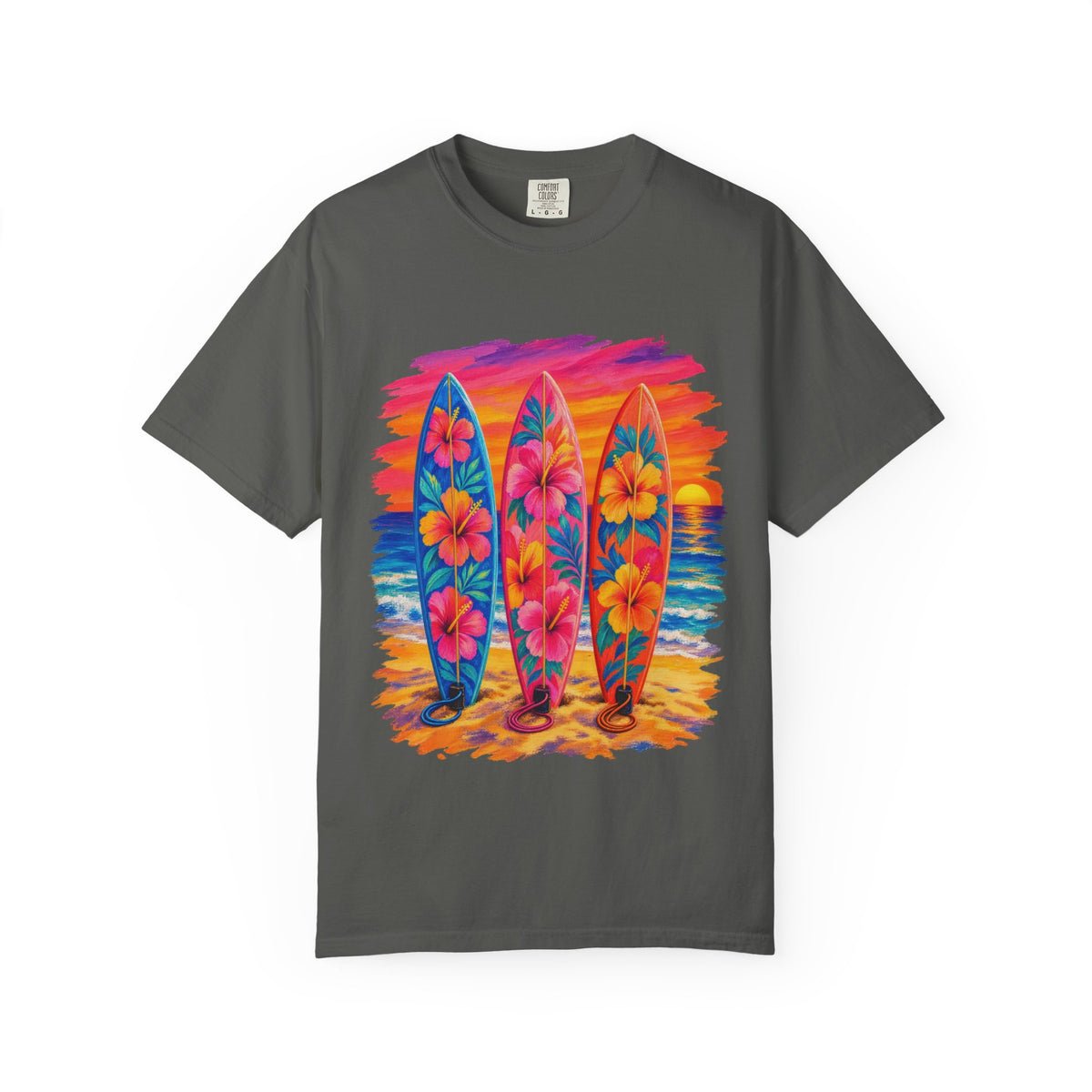 Floral Surfboards Shirt | Surfboard Quiver Sunset Tee | Comfort Colors T-Shirt