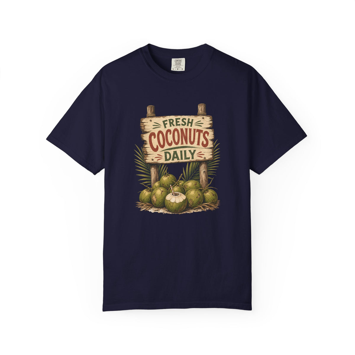 Fresh Coconuts Daily Tee | Vintage Coconut Shirt | Retro Beach T-Shirt | Comfort Colors Gift