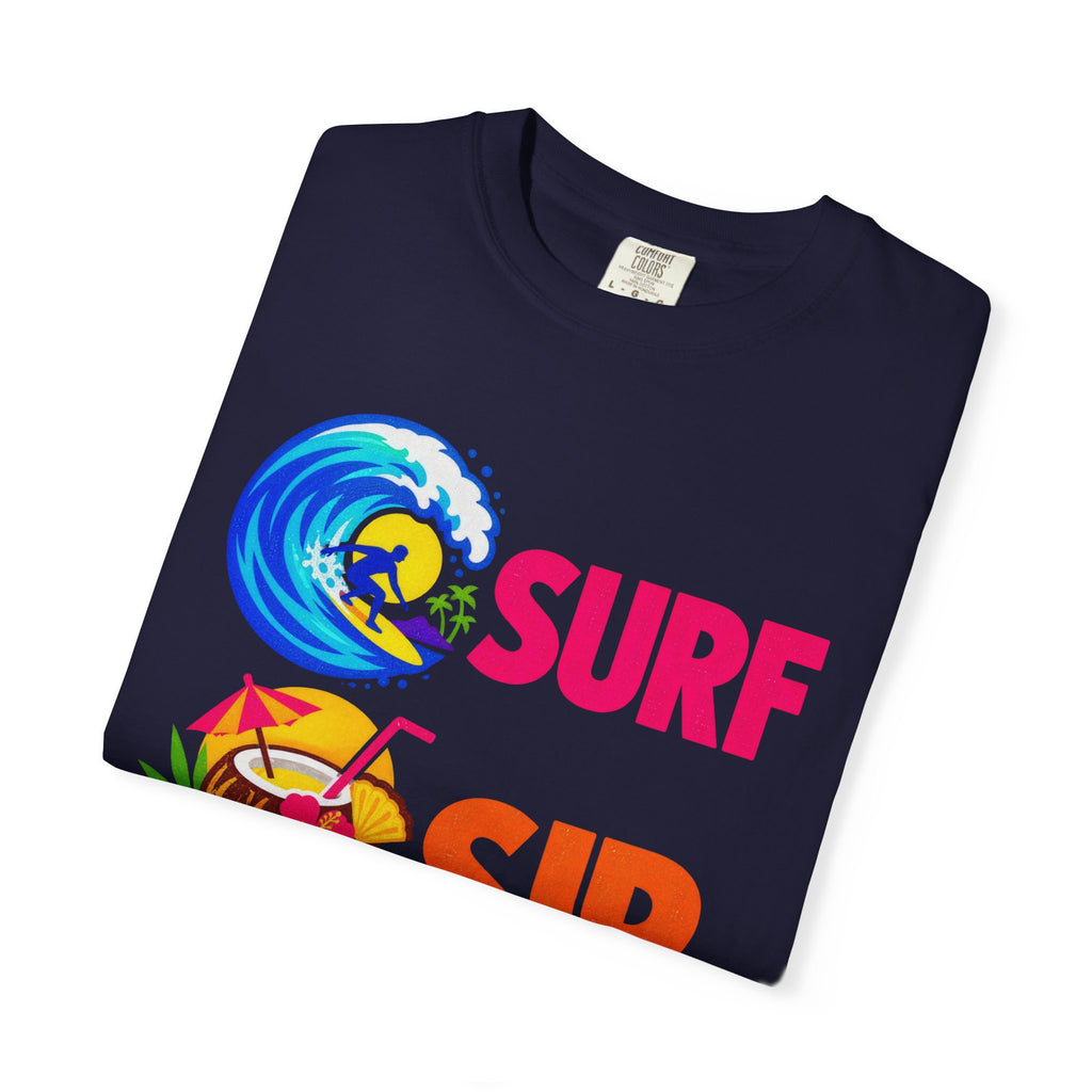 Surf Sip Repeat Tee | Surf & Cocktail Shirt | Funny Beach T-Shirt | Comfort Colors