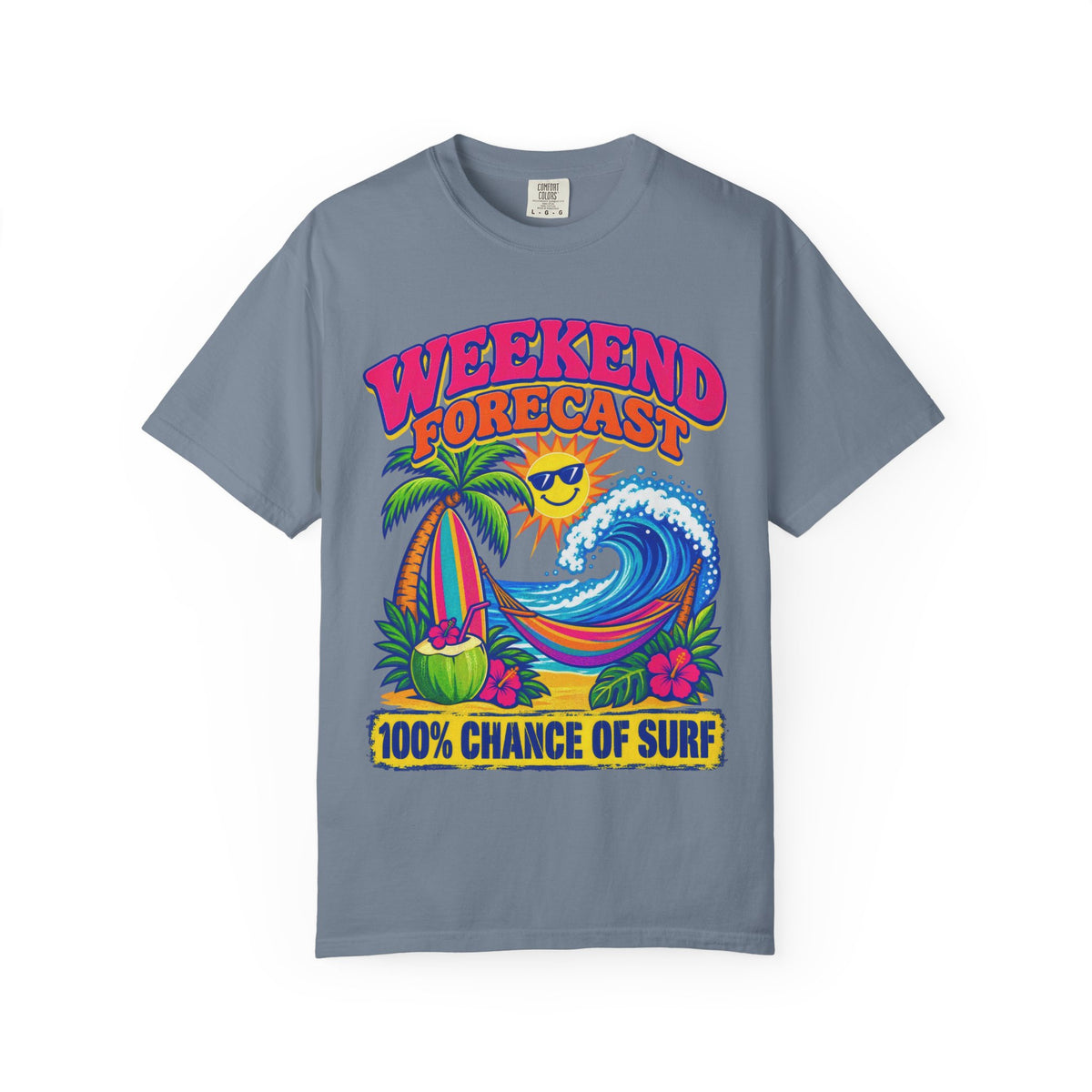 Weekend Forecast Surf Tee | Funny Weather Shirt | Beach Weekend T-Shirt | Comfort Colors