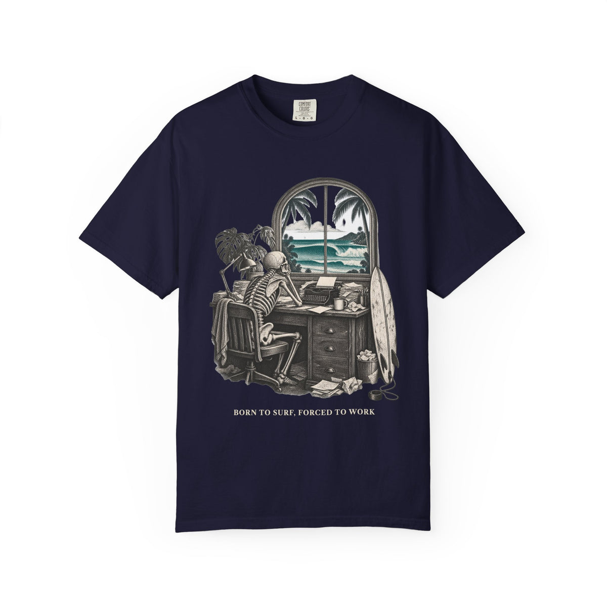 Born To Surf Forced To Work Shirt | Funny Surfer Office Tee | Comfort Colors T-Shirt