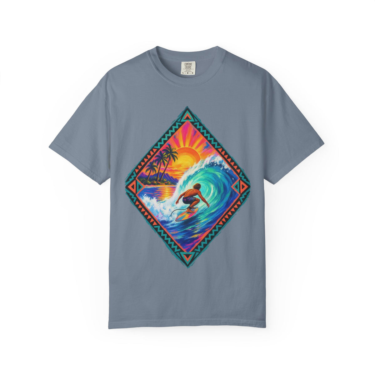 Tribal Barrel Wave Surf Shirt | Polynesian Surfer Tee | Comfort Colors T-Shirt
