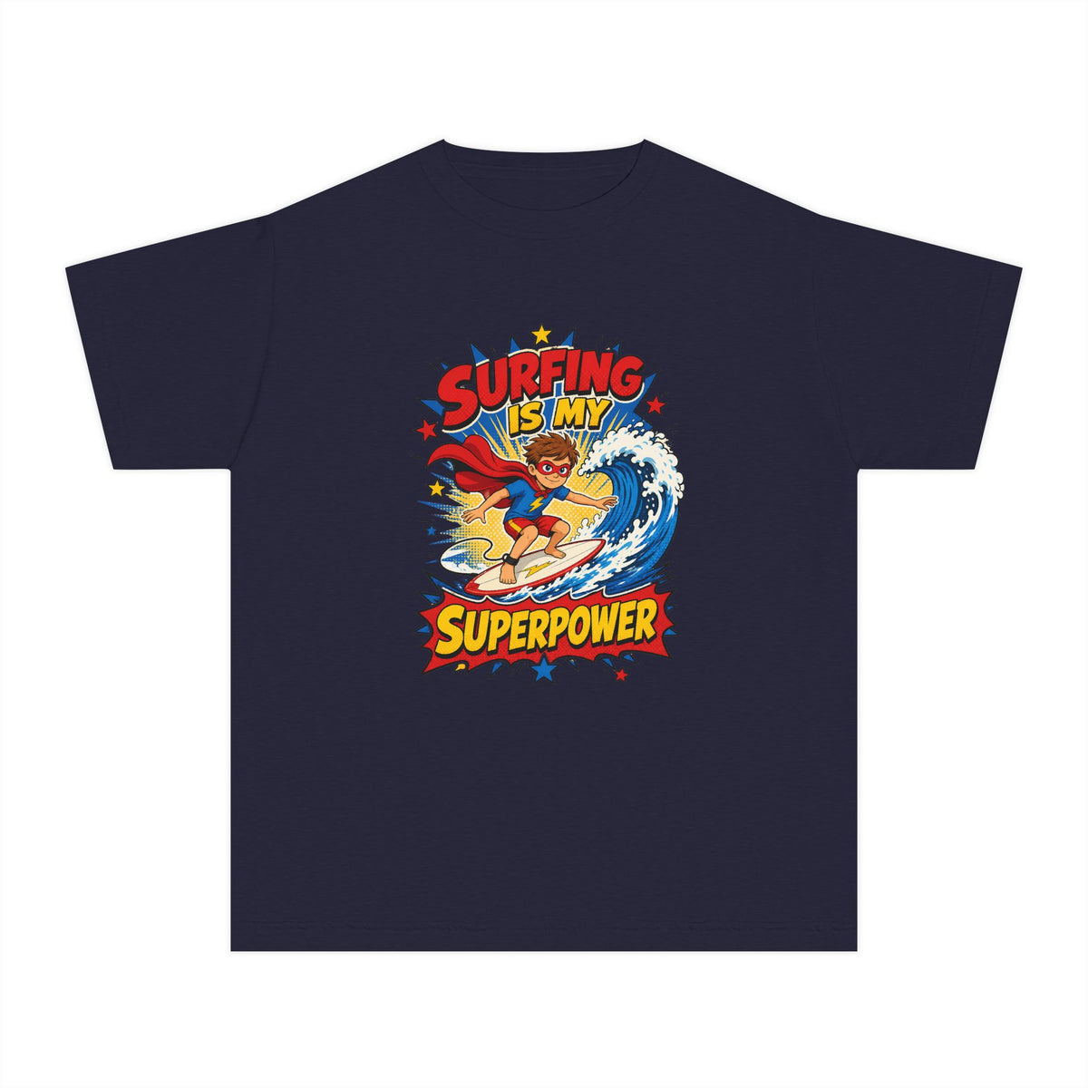 Surfing Is My Superpower Kids Tee | Superhero Surf Kids Shirt | Youth Beach T-Shirt | Surf Kid Gift