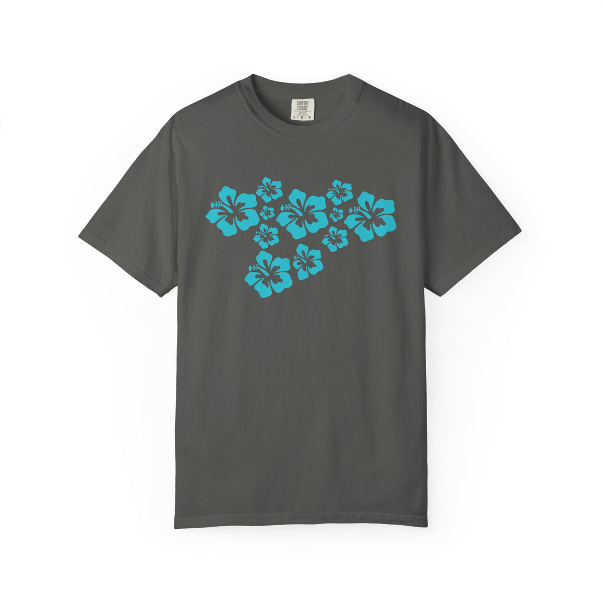 Hibiscus Flowers Tee | Teal Hibiscus Cluster Shirt | Tropical Island Flower T-Shirt | Comfort Colors