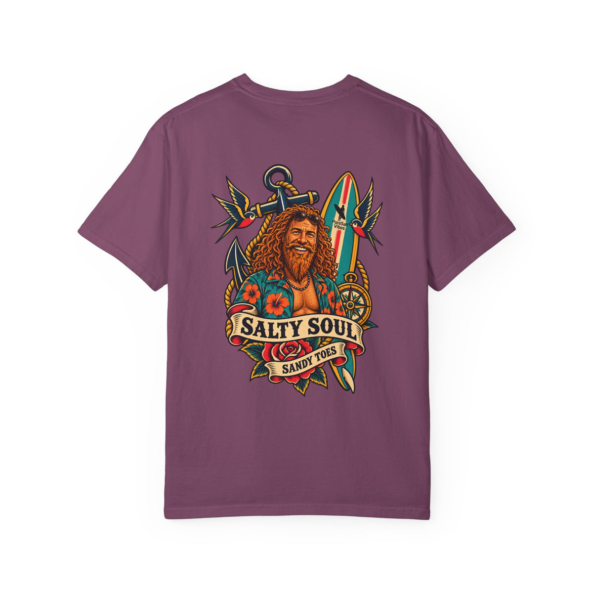 Salty Soul Surf Tee — Retro Beach Surfboard Anchor Graphic T-Shirt