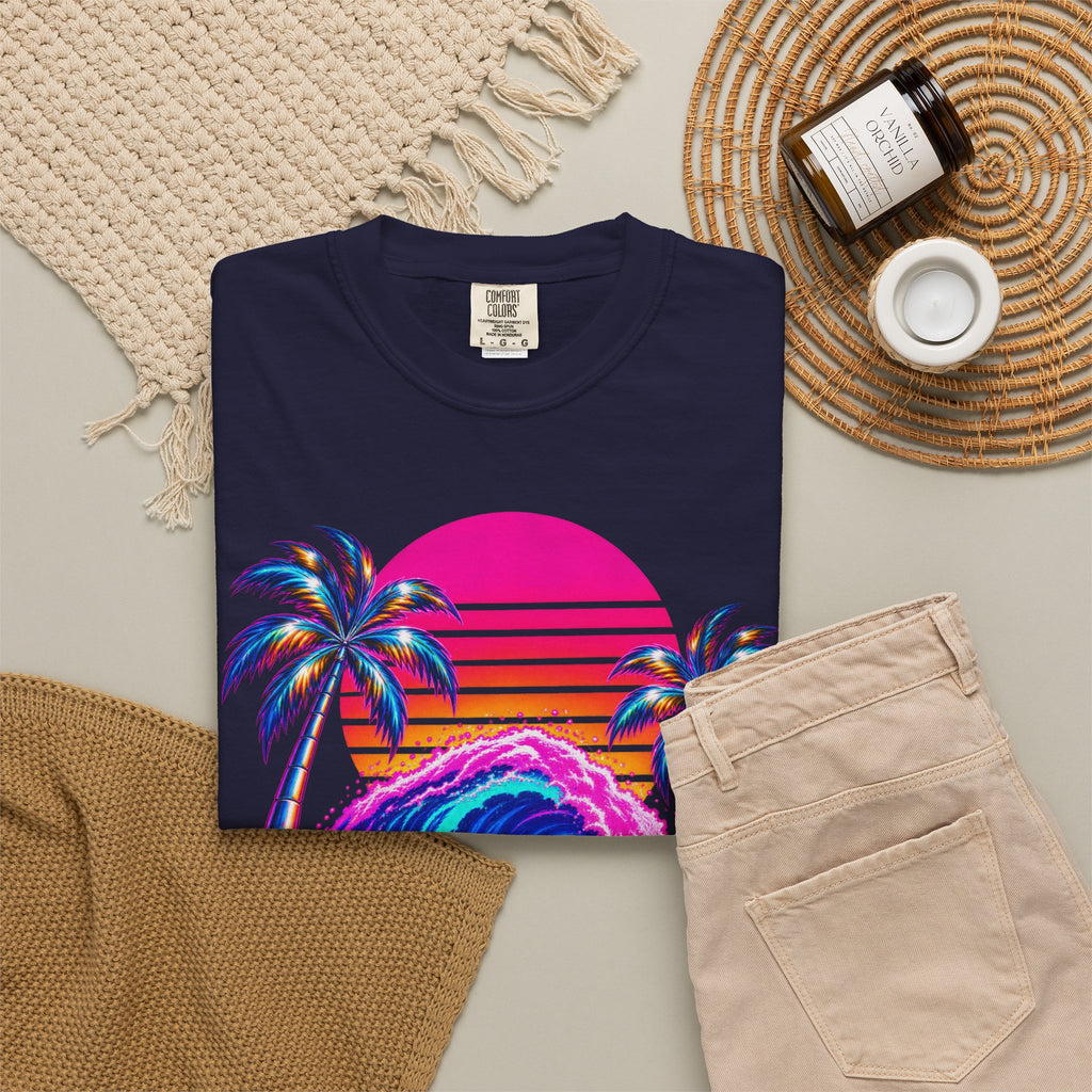 Neon Swell Tee | 80s Neon Surf Shirt | Retro Wave T-Shirt | Comfort Colors