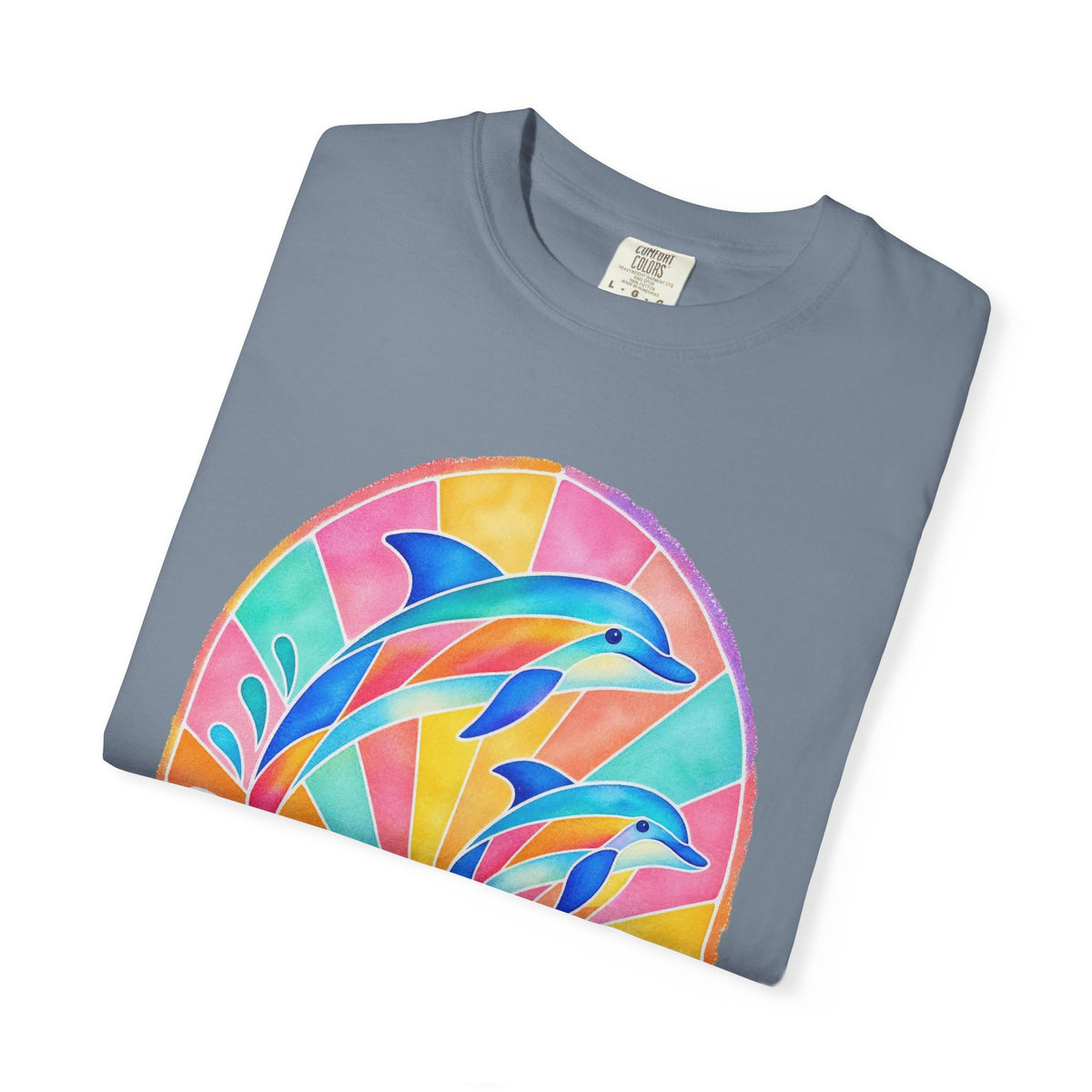 Pastel Dolphin Shirt | Stained Glass Dolphin Sunburst Tee | Comfort Colors T-Shirt