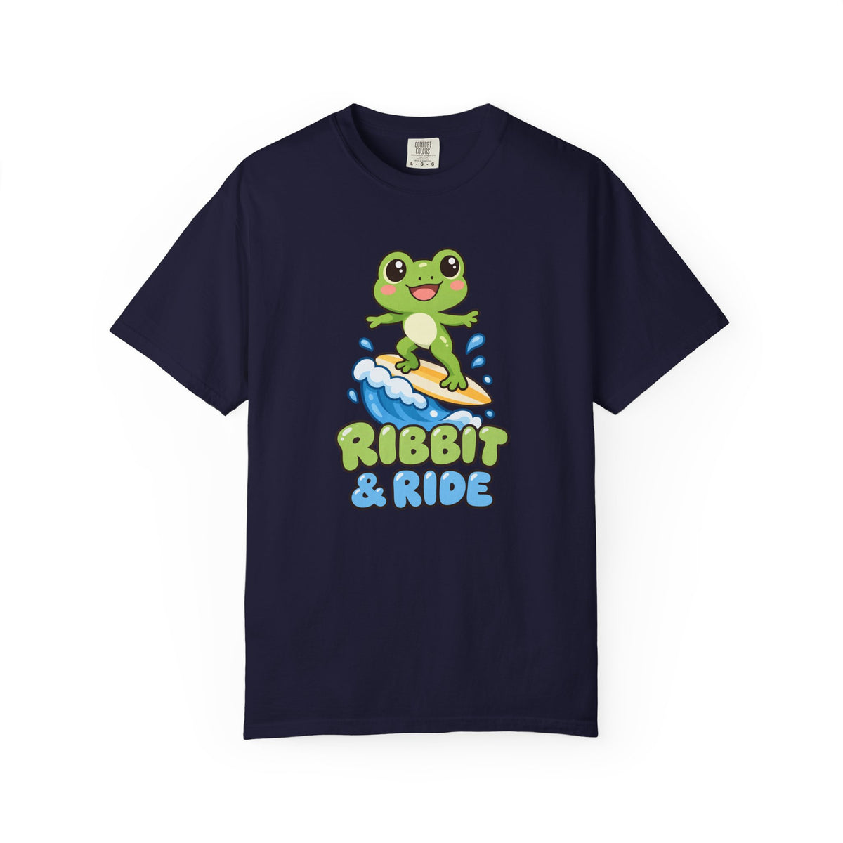 Ribbit and Ride Tee | Cute Surfing Frog Shirt | Funny Frog Surf T-Shirt | Comfort Colors Butter